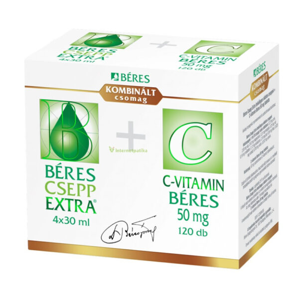 Béres Csepp Extra + Béres C-vitamin 50 mg kombinált csomag 4x30ml+120